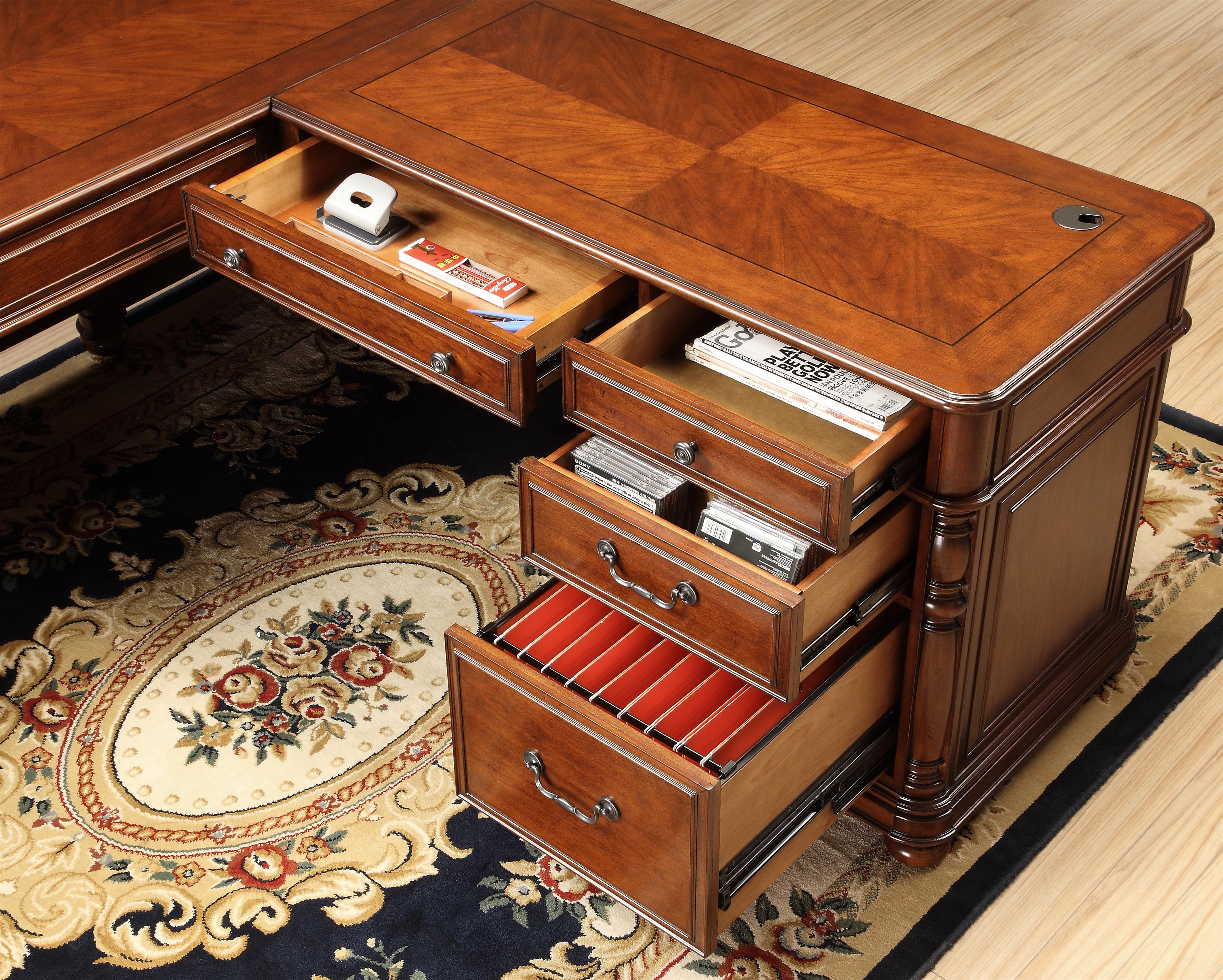 Riverside Furniture Bristol Court Large Cherry L Desk and Return